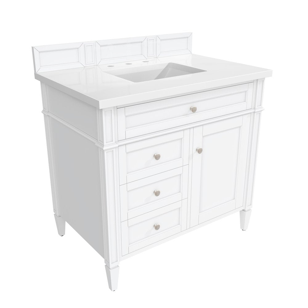 James Martin - Brittany 36" Single Vanity, Bright White w/ 3 CM White Zeus Silestone Top - 655-V36-BW-3WZ view 7