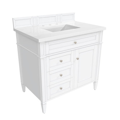 James Martin - Brittany 36" Single Vanity, Bright White w/ 3 CM White Zeus Silestone Top - 655-V36-BW-3WZ view 7