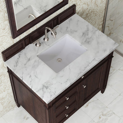 James Martin - Brittany 36" Single Vanity, Burnished Mahogany w/ 3 CM Carrara Marble Top - 650-V36-BNM-3CAR view 7