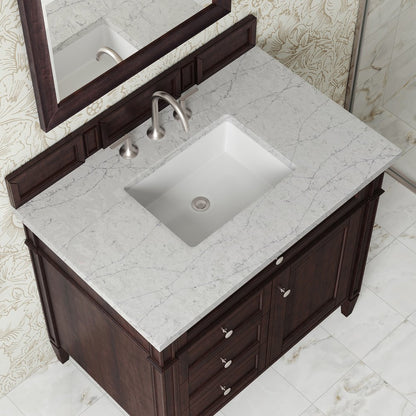 James Martin - Brittany 36" Single Vanity, Burnished Mahogany w/ 3 CM Eternal Jasmine Pearl Silestone Top - 650-V36-BNM-3EJP view 6