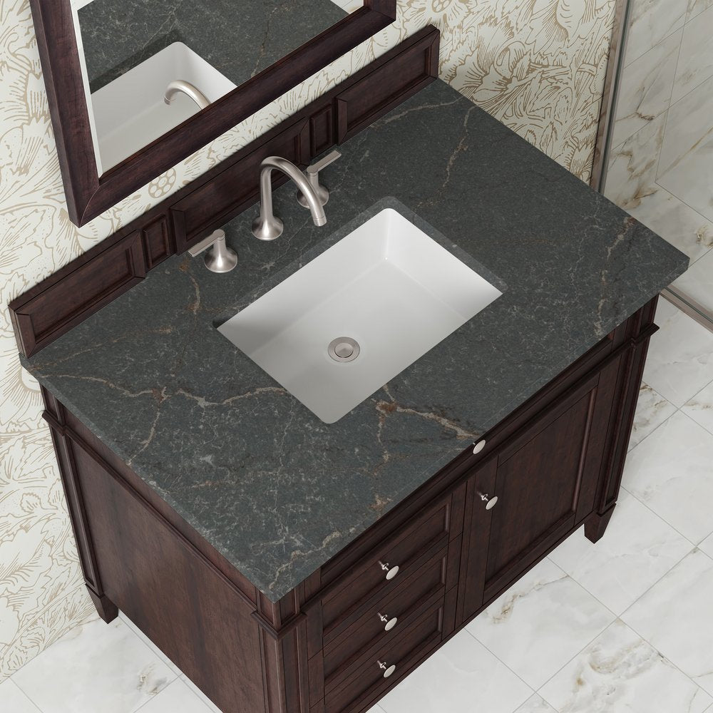James Martin - Brittany 36" Single Vanity, Burnished Mahogany w/ 3 CM Parisien Bleu Silestone Top - 650-V36-BNM-3PBL view 6