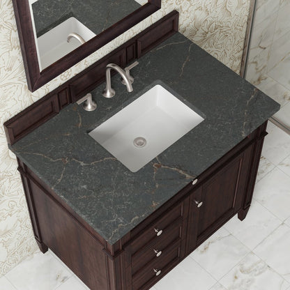 James Martin - Brittany 36" Single Vanity, Burnished Mahogany w/ 3 CM Parisien Bleu Silestone Top - 650-V36-BNM-3PBL view 6