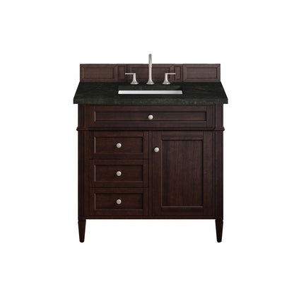 James Martin - Brittany 36" Single Vanity, Burnished Mahogany, w/ 3 CM Phantome Eclos Top - 650-V36-BNM-3PHT view 1