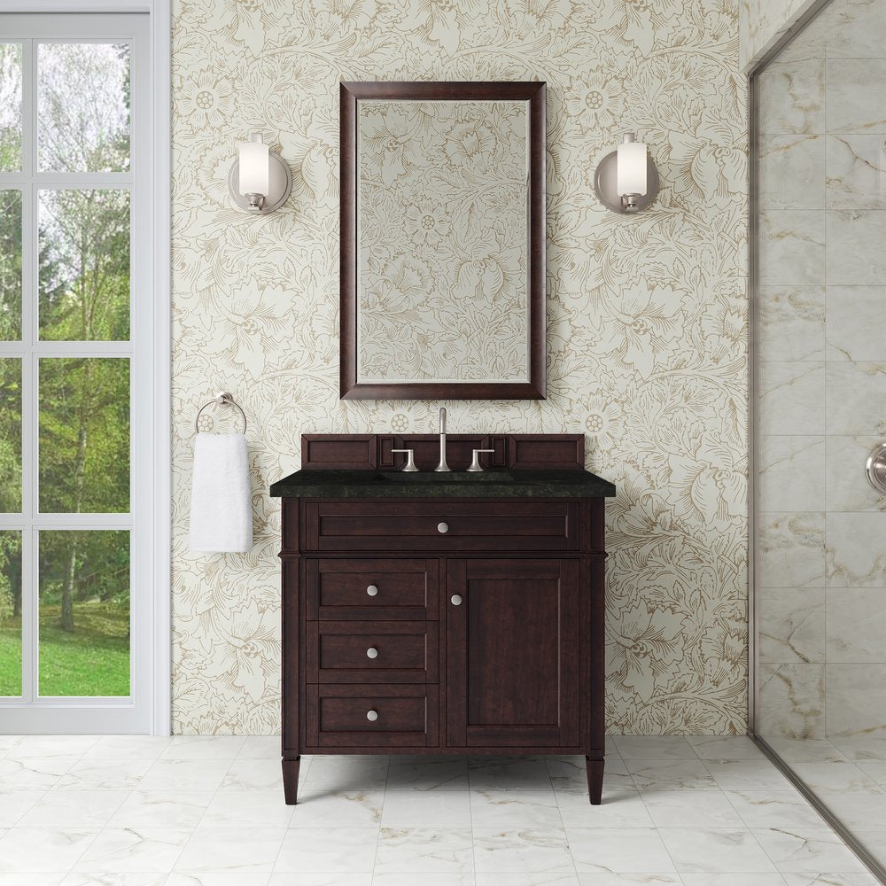 James Martin - Brittany 36" Single Vanity, Burnished Mahogany, w/ 3 CM Phantome Eclos Top - 650-V36-BNM-3PHT view 2