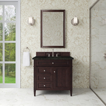 James Martin - Brittany 36" Single Vanity, Burnished Mahogany, w/ 3 CM Phantome Eclos Top - 650-V36-BNM-3PHT view 2