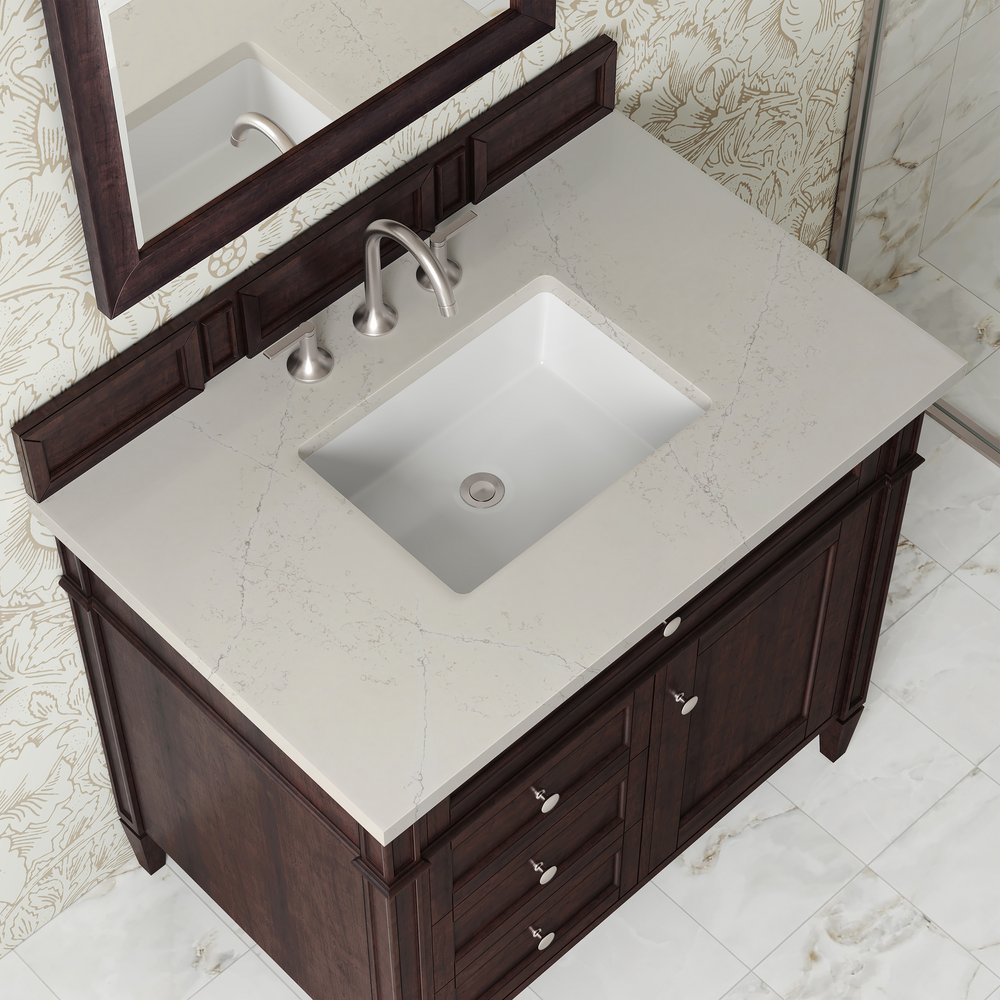 James Martin - Brittany 36" Single Vanity, Burnished Mahogany, w/ 3 CM Siberian Silestone Top - 650-V36-BNM-3SFR view 5