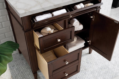 James Martin - Brittany 36" Single Vanity, Burnished Mahogany w/ 3 CM Victorian Silver Silestone Top - 650-V36-BNM-3VSL view 4