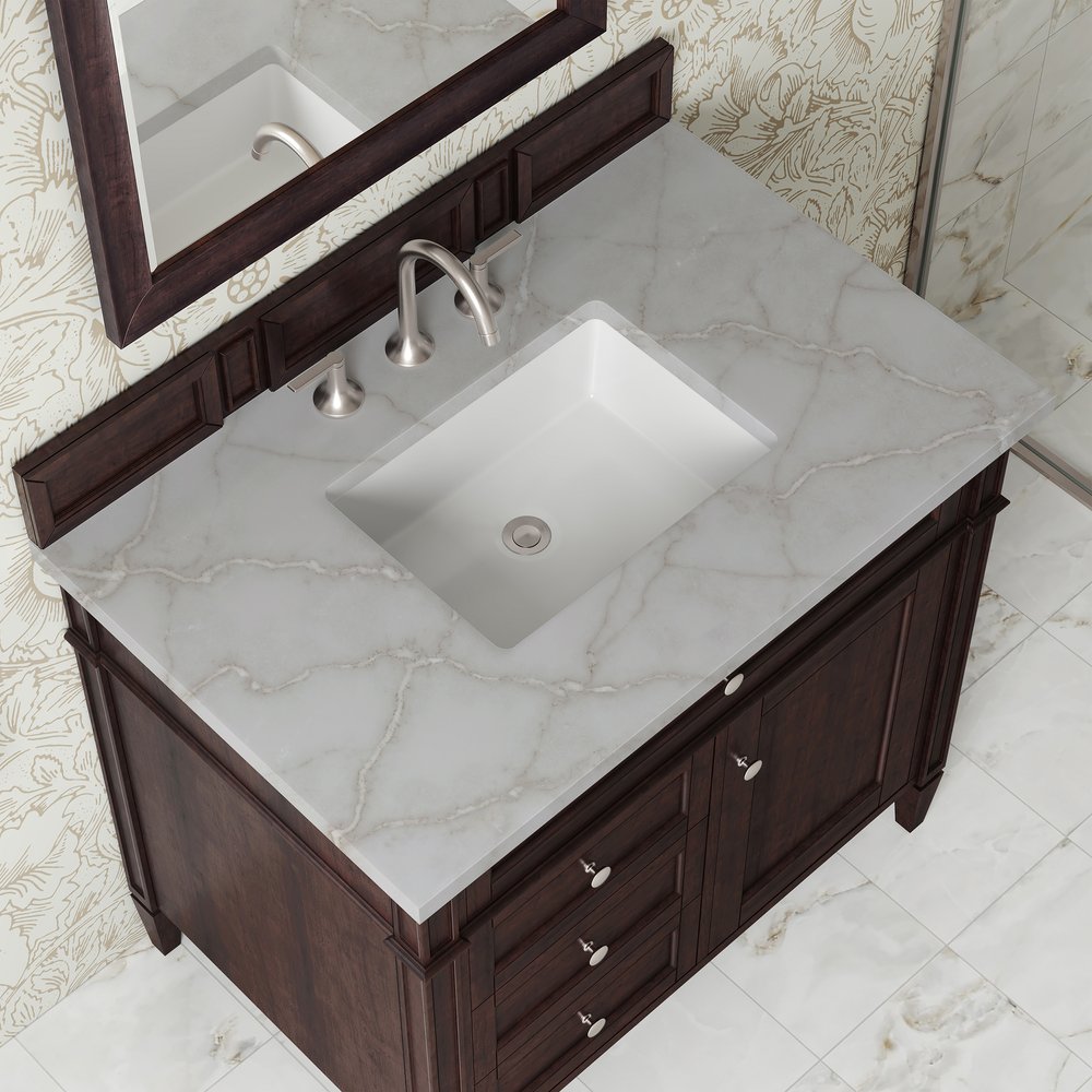 James Martin - Brittany 36" Single Vanity, Burnished Mahogany w/ 3 CM Victorian Silver Silestone Top - 650-V36-BNM-3VSL view 6