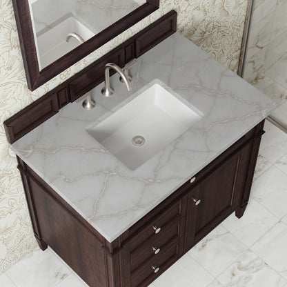 James Martin - Brittany 36" Single Vanity, Burnished Mahogany w/ 3 CM Victorian Silver Silestone Top - 650-V36-BNM-3VSL view 6