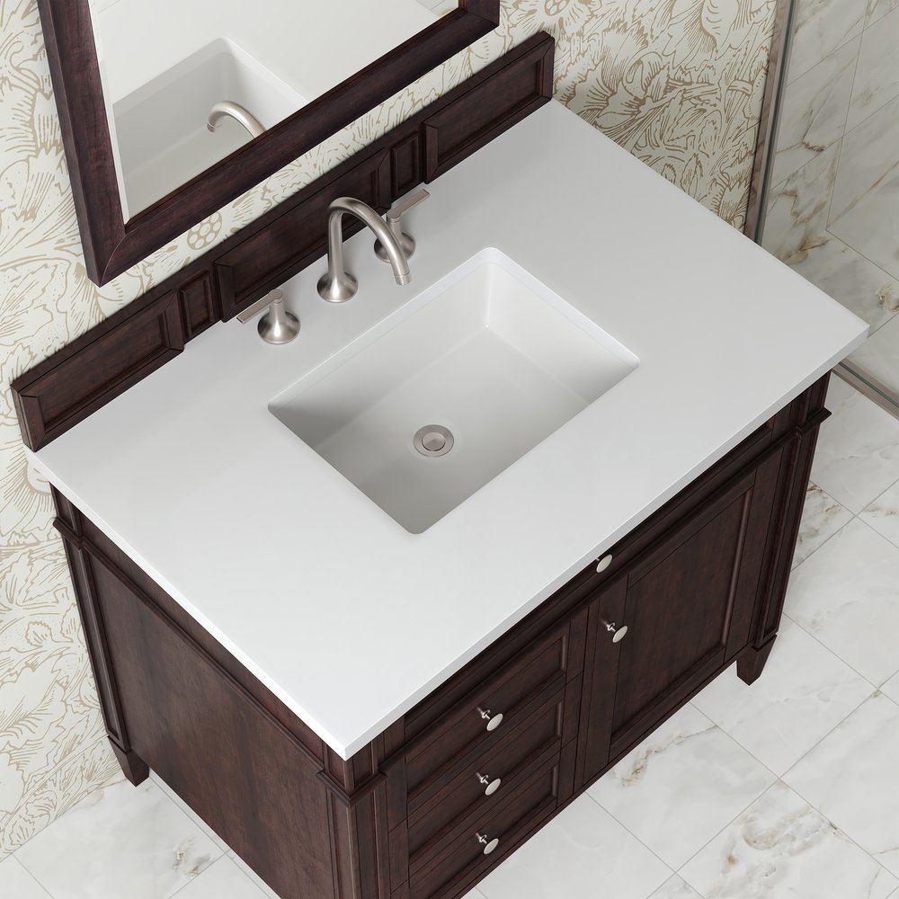 James Martin - Brittany 36" Single Vanity, Burnished Mahogany w/ 3 CM White Zeus Silestone Top - 650-V36-BNM-3WZ view 6