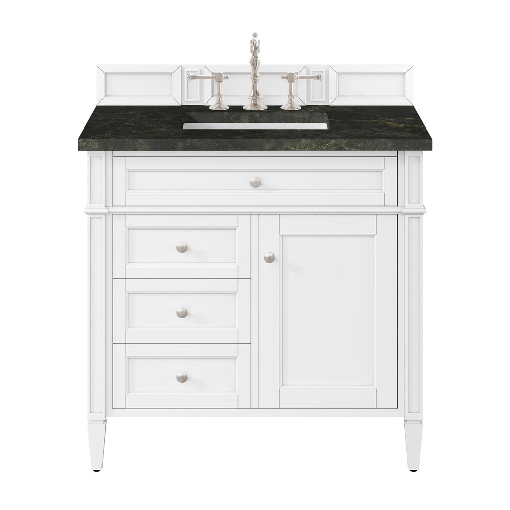 James Martin - Brittany 36" Single Vanity in Bright White, w/ 3 CM Phantome Eclos Top - 655-V36-BW-3PHT view 1
