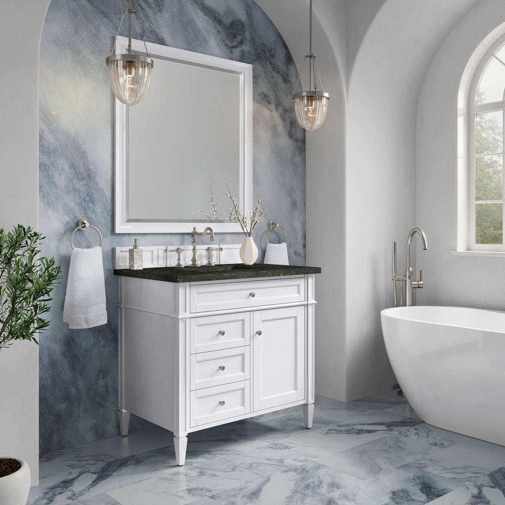 James Martin - Brittany 36" Single Vanity in Bright White, w/ 3 CM Phantome Eclos Top - 655-V36-BW-3PHT view 4