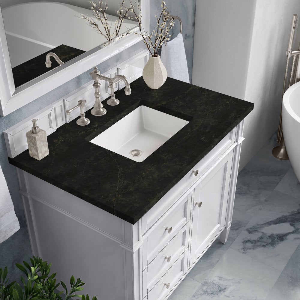 James Martin - Brittany 36" Single Vanity in Bright White, w/ 3 CM Phantome Eclos Top - 655-V36-BW-3PHT view 6