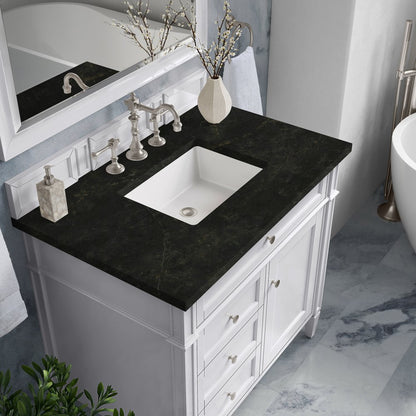 James Martin - Brittany 36" Single Vanity in Bright White, w/ 3 CM Phantome Eclos Top - 655-V36-BW-3PHT view 6