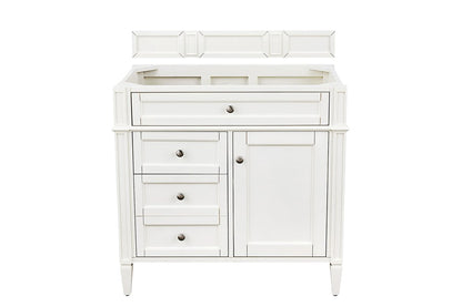 James Martin - Brittany 36" Single Vanity in Bright White, w/ 3 CM Siberian Silestone Top - 655-V36-BW-3SFR view 2