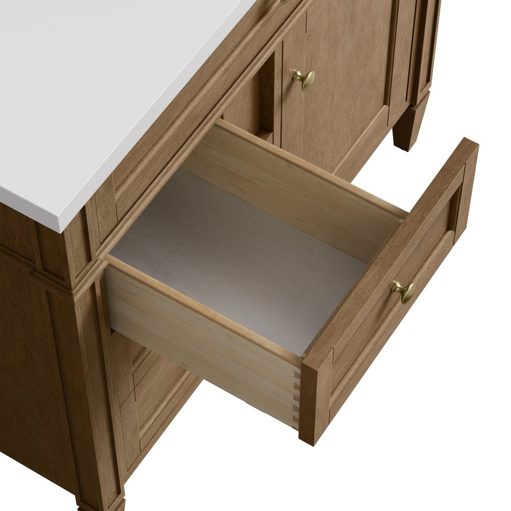 James Martin - Brittany 36" Single Vanity, Pecan w/ 3 CM Carrara Marble Top - 655-V36-PCN-3CAR view 13