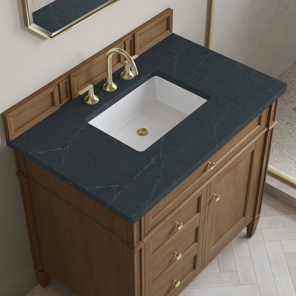 James Martin - Brittany 36" Single Vanity, Pecan w/ 3 CM Charcoal Soapstone Silestone Top - 655-V36-PCN-3CSP view 6