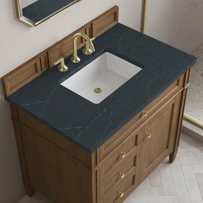 James Martin - Brittany 36" Single Vanity, Pecan w/ 3 CM Charcoal Soapstone Silestone Top - 655-V36-PCN-3CSP view 6