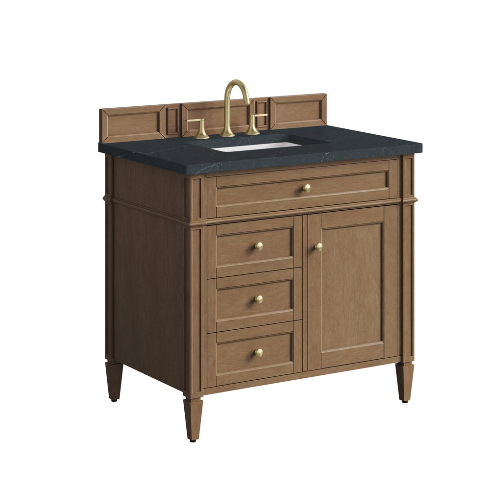 James Martin - Brittany 36" Single Vanity, Pecan w/ 3 CM Charcoal Soapstone Silestone Top - 655-V36-PCN-3CSP view 9