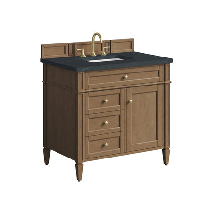 James Martin - Brittany 36" Single Vanity, Pecan w/ 3 CM Charcoal Soapstone Silestone Top - 655-V36-PCN-3CSP view 9