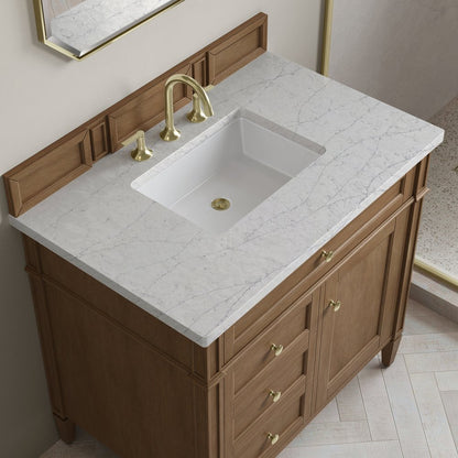 James Martin - Brittany 36" Single Vanity, Pecan w/ 3 CM Eternal Jasmine Pearl Silestone Top - 655-V36-PCN-3EJP view 6