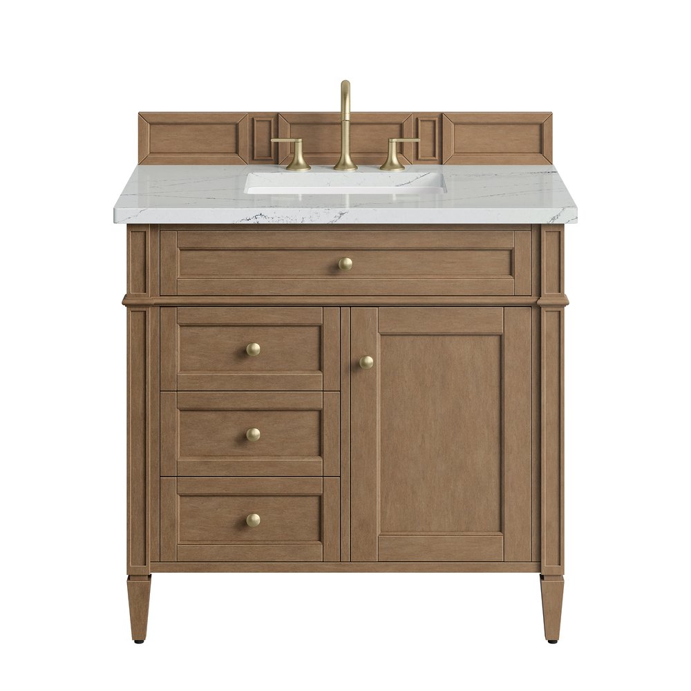 James Martin - Brittany 36" Single Vanity, Pecan w/ 3 CM Ethereal Noctis Silestone Top - 655-V36-PCN-3ENC view 1
