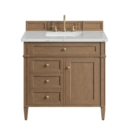 James Martin - Brittany 36" Single Vanity, Pecan w/ 3 CM Ethereal Noctis Silestone Top - 655-V36-PCN-3ENC view 1