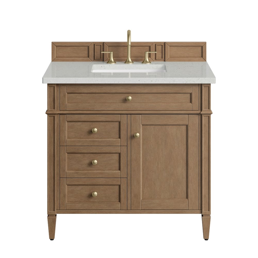 James Martin - Brittany 36" Single Vanity, Pecan w/ 3 CM Lime Delight Silestone Top - 655-V36-PCN-3LDL view 1