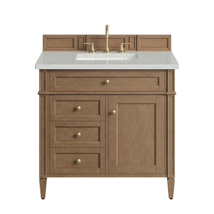 James Martin - Brittany 36" Single Vanity, Pecan w/ 3 CM Lime Delight Silestone Top - 655-V36-PCN-3LDL view 1