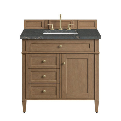 James Martin - Brittany 36" Single Vanity, Pecan w/ 3 CM Parisien Bleu Silestone Top - 655-V36-PCN-3PBL view 1