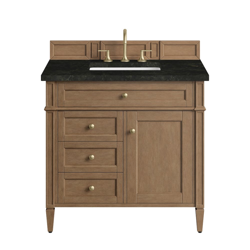 James Martin - Brittany 36" Single Vanity, Pecan w/ 3 CM Phantome Eclos Top - 655-V36-PCN-3PHT view 1