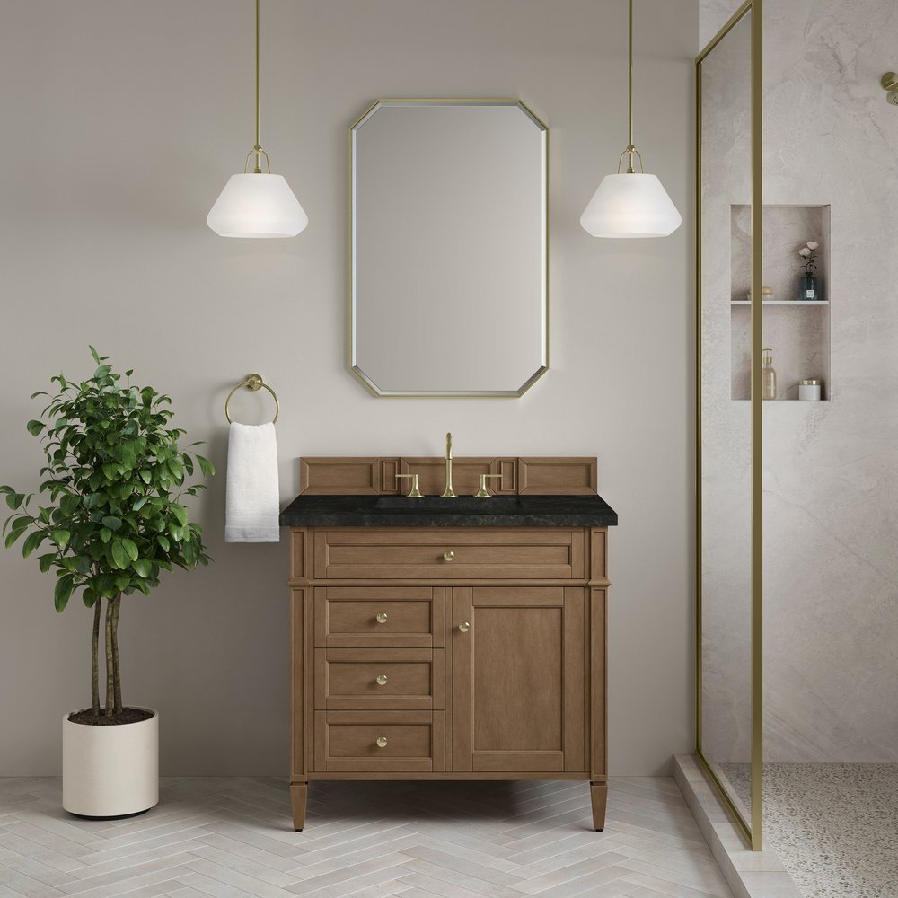 James Martin - Brittany 36" Single Vanity, Pecan w/ 3 CM Phantome Eclos Top - 655-V36-PCN-3PHT view 2