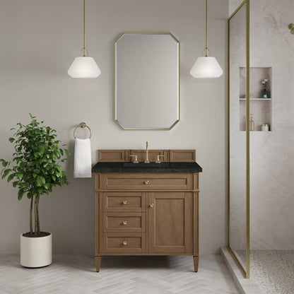 James Martin - Brittany 36" Single Vanity, Pecan w/ 3 CM Phantome Eclos Top - 655-V36-PCN-3PHT view 2