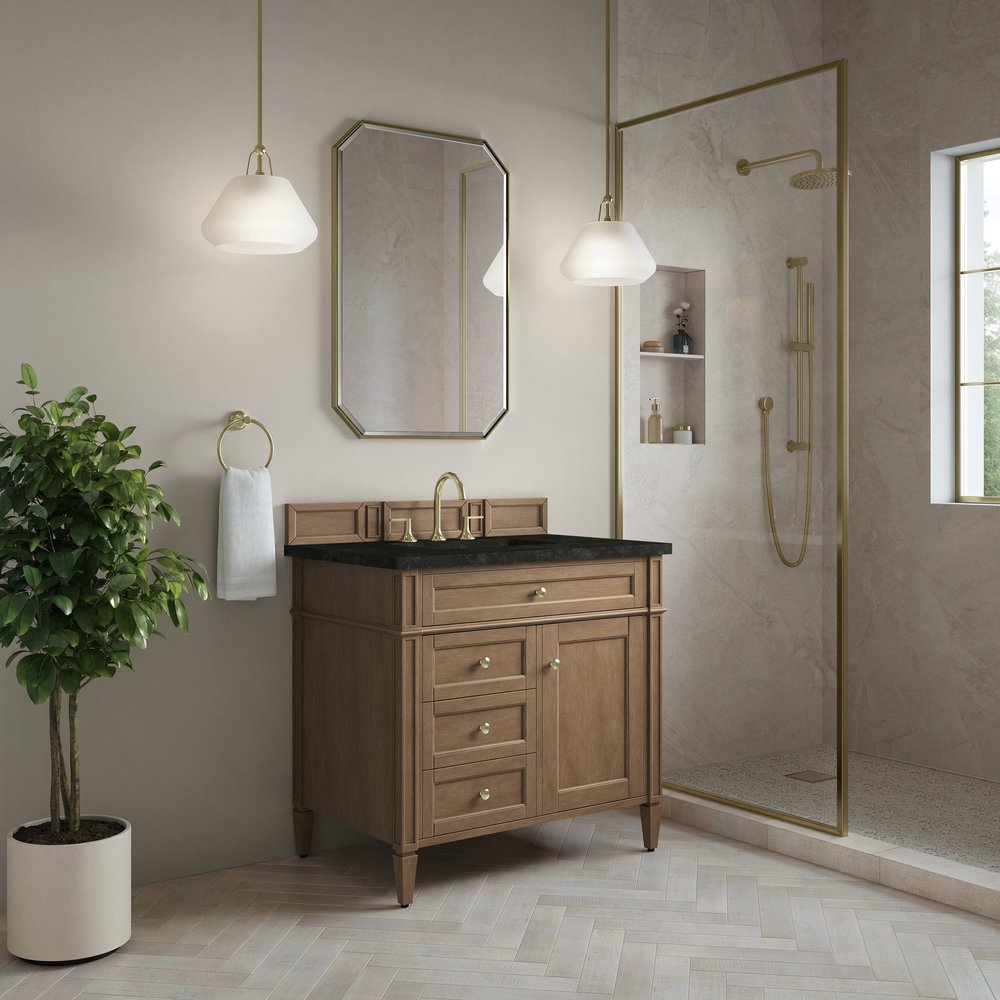 James Martin - Brittany 36" Single Vanity, Pecan w/ 3 CM Phantome Eclos Top - 655-V36-PCN-3PHT view 3