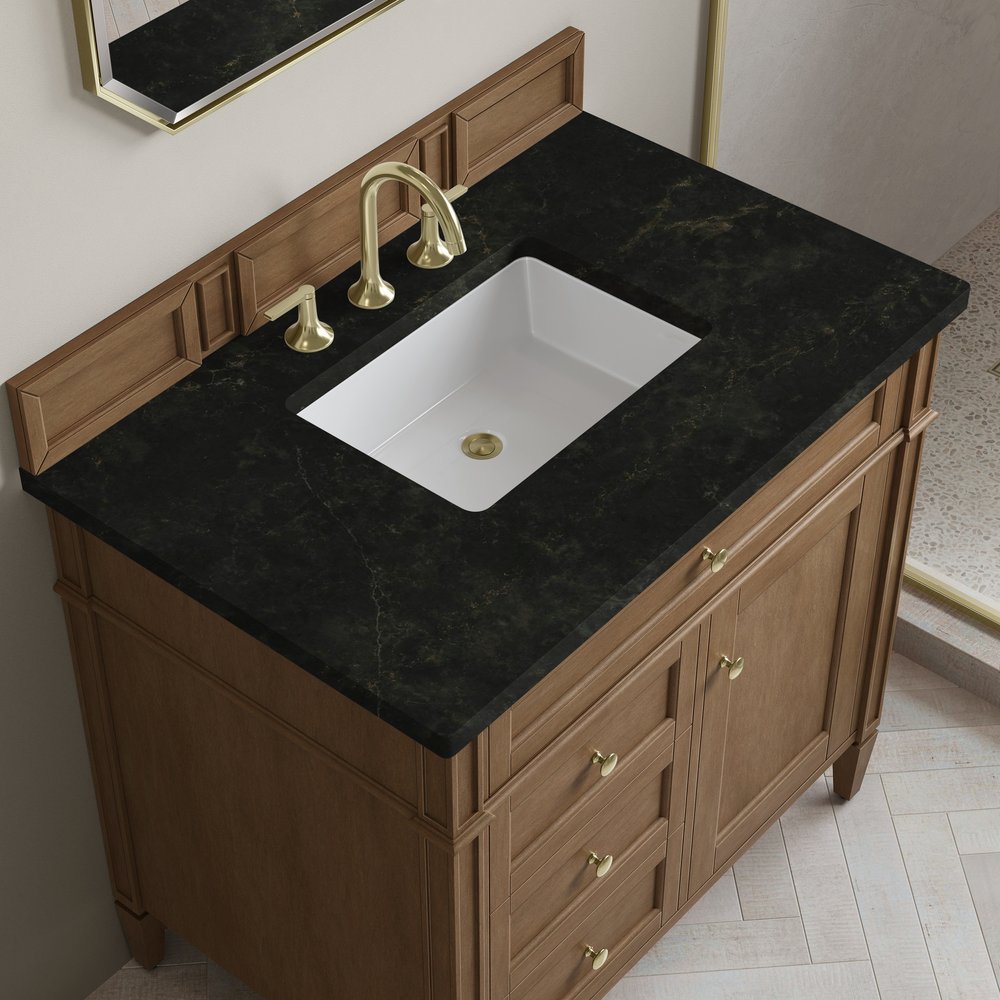 James Martin - Brittany 36" Single Vanity, Pecan w/ 3 CM Phantome Eclos Top - 655-V36-PCN-3PHT view 6