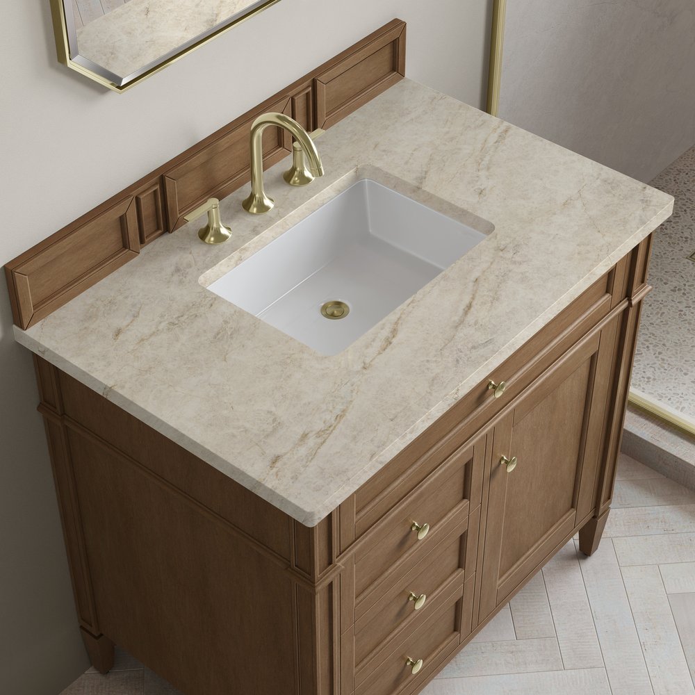 James Martin - Brittany 36" Single Vanity, Pecan w/ 3 CM Tajnar Eclos Top - 655-V36-PCN-3TJR view 6
