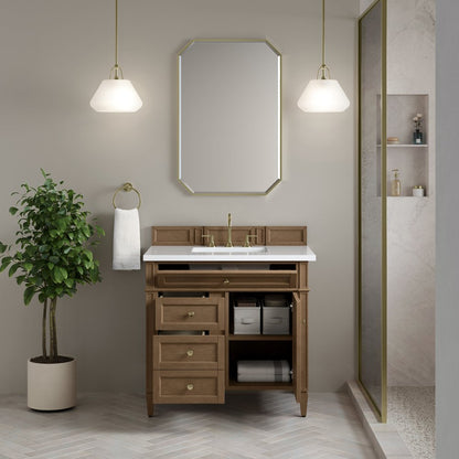 James Martin - Brittany 36" Single Vanity, Pecan w/ 3 CM White Zeus Silestone Top - 655-V36-PCN-3WZ view 5