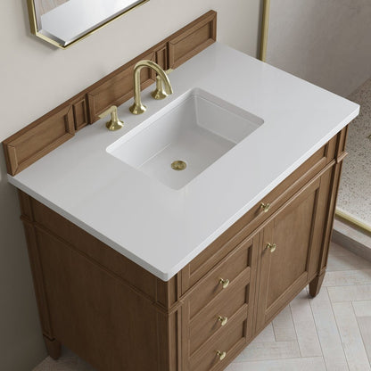 James Martin - Brittany 36" Single Vanity, Pecan w/ 3 CM White Zeus Silestone Top - 655-V36-PCN-3WZ view 7
