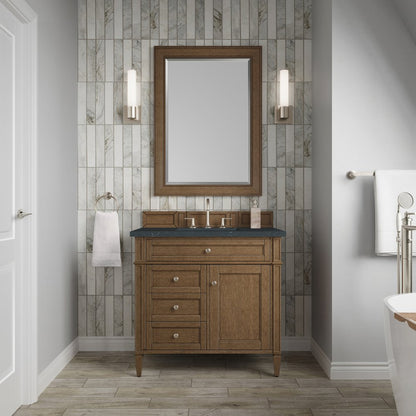 James Martin - Brittany 36" Single Vanity, Saddle Brown w/ 3 CM Charcoal Soapstone Silestone Top - 650-V36-SBR-3CSP view 2