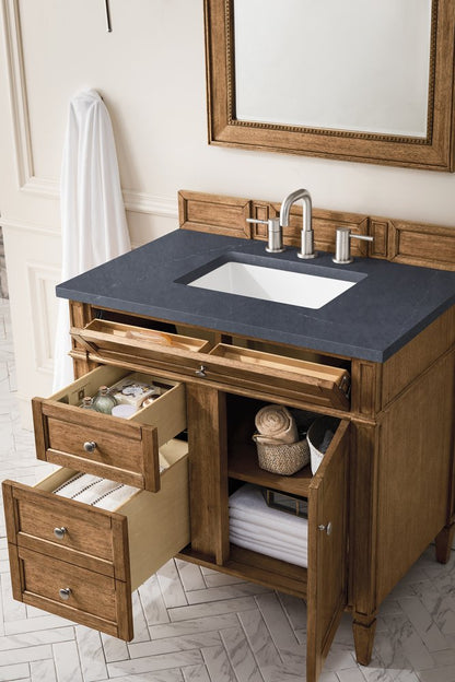 James Martin - Brittany 36" Single Vanity, Saddle Brown w/ 3 CM Charcoal Soapstone Silestone Top - 650-V36-SBR-3CSP view 4