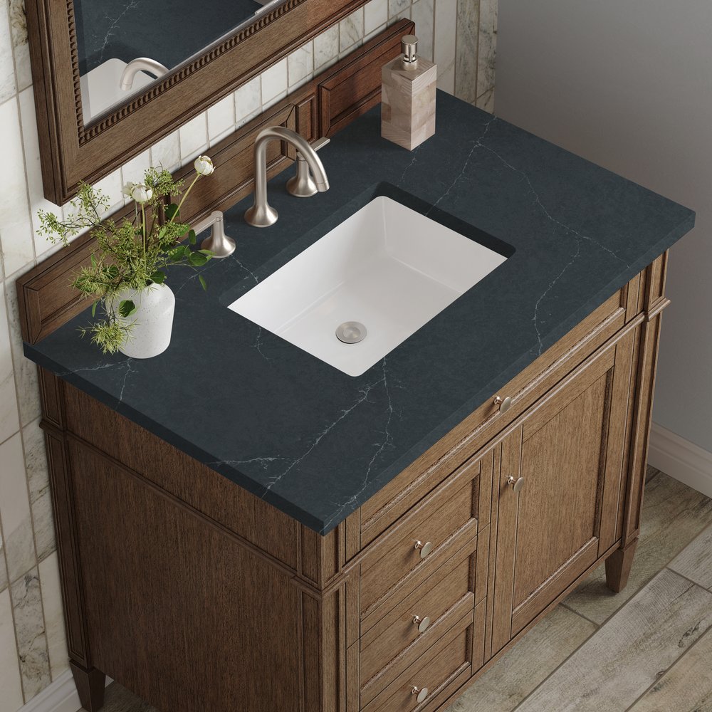 James Martin - Brittany 36" Single Vanity, Saddle Brown w/ 3 CM Charcoal Soapstone Silestone Top - 650-V36-SBR-3CSP view 6
