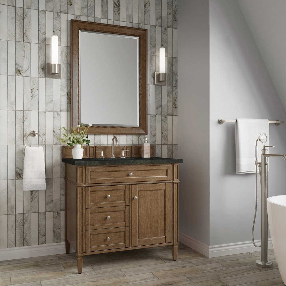 James Martin - Brittany 36" Single Vanity, Saddle Brown, w/ 3 CM Phantome Eclos Top - 650-V36-SBR-3PHT view 3