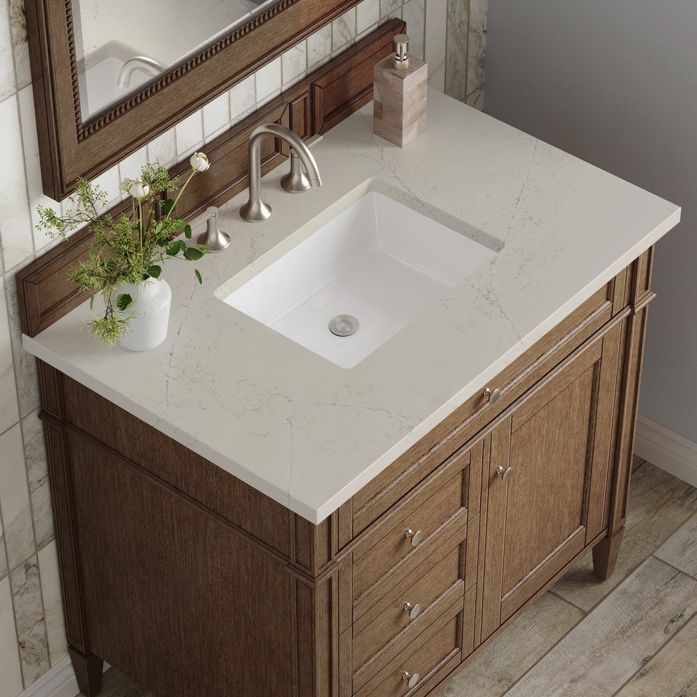 James Martin - Brittany 36" Single Vanity, Saddle Brown, w/ 3 CM Siberian Silestone Top - 650-V36-SBR-3SFR view 5