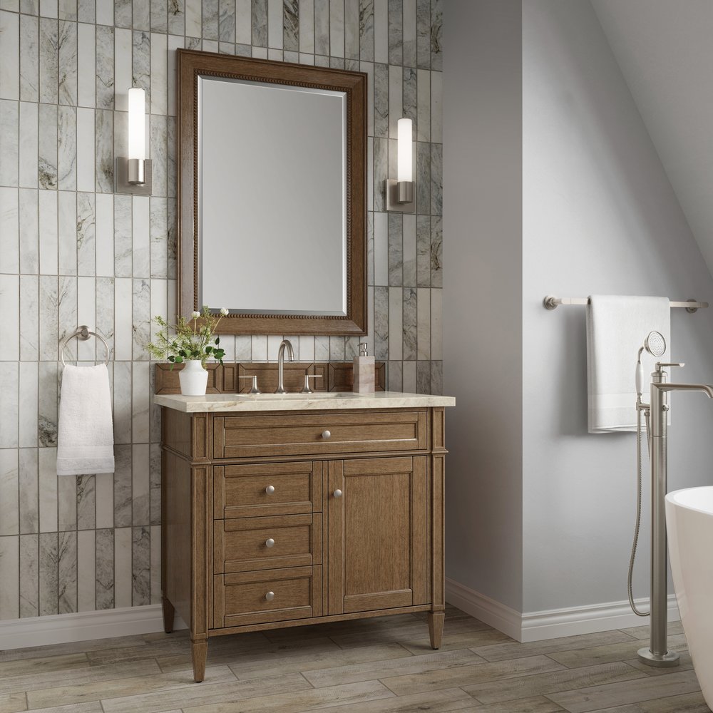 James Martin - Brittany 36" Single Vanity, Saddle Brown, w/ 3 CM Tajnar Eclos Top - 650-V36-SBR-3TJR view 3