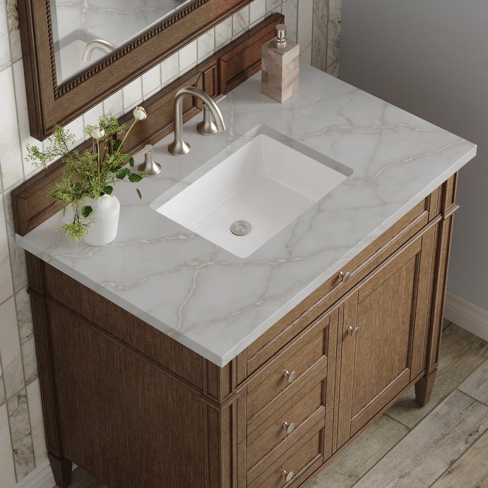 James Martin - Brittany 36" Single Vanity, Saddle Brown w/ 3 CM Victorian Silver Silestone Top - 650-V36-SBR-3VSL view 6