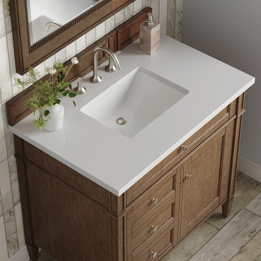 James Martin - Brittany 36" Single Vanity, Saddle Brown w/ 3 CM White Zeus Silestone Top - 650-V36-SBR-3WZ view 6