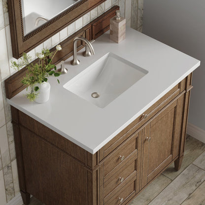James Martin - Brittany 36" Single Vanity, Saddle Brown w/ 3 CM White Zeus Silestone Top - 650-V36-SBR-3WZ view 6