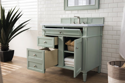 James Martin - Brittany 36" Single Vanity, Sage Green w/ 3 CM Carrara Marble Top - 650-V36-SGR-3CAR view 4