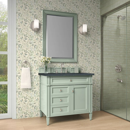 James Martin - Brittany 36" Single Vanity, Sage Green w/ 3 CM Charcoal Soapstone Silestone Top - 650-V36-SGR-3CSP view 3