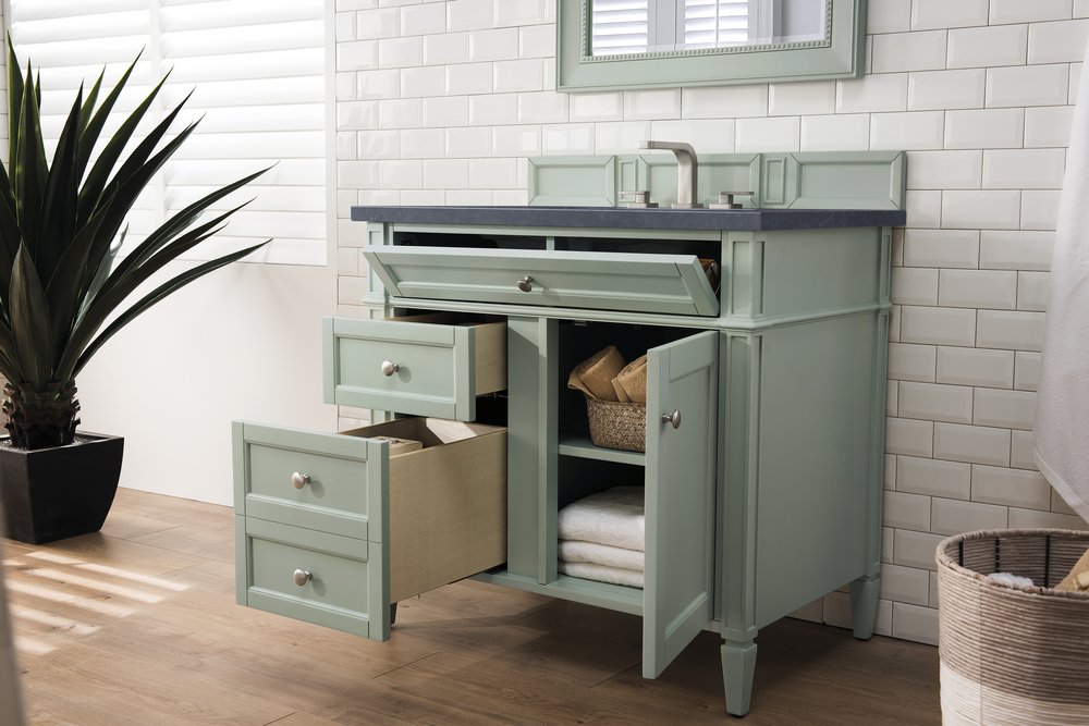 James Martin - Brittany 36" Single Vanity, Sage Green w/ 3 CM Charcoal Soapstone Silestone Top - 650-V36-SGR-3CSP view 4